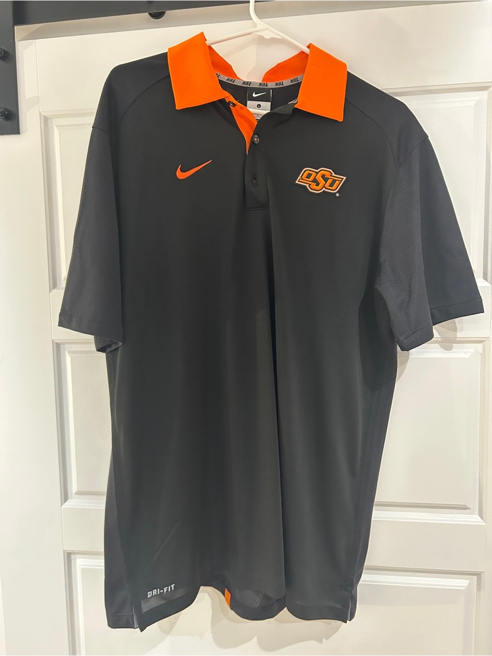 Nike OSU  Black Polo with Bright Orange Collar and Logos